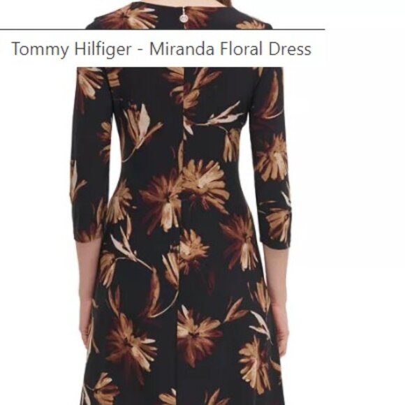 TOMMY HILFIGER Miranda Floral Dress Floral 3/4 Sleeve Crew Neck Stretch … - Picture 2 of 15